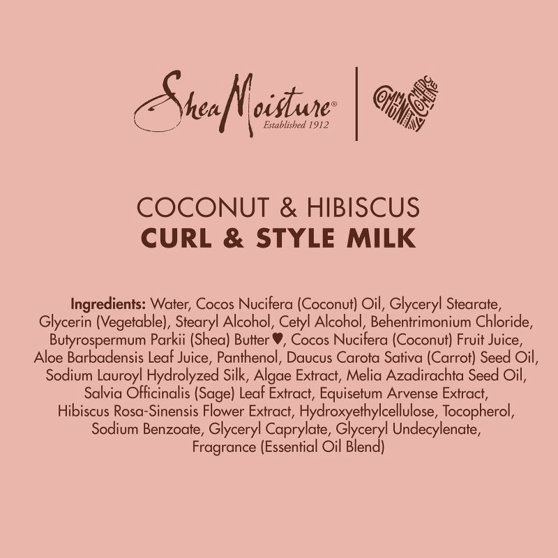 slide 7 of 8, SheaMoisture Coconut & Hibiscus Curl & Style Milk For Thick Curly Hair - 8 fl oz, 8 fl oz