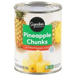 Signature Select Pineapple Chunks In 100% Pineapple Juice - 20 Oz