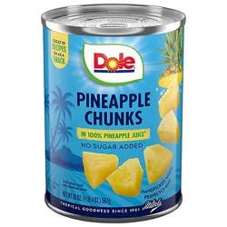 Dole Pineapple Chunks In 100% Pineapple Juice - 20 Oz