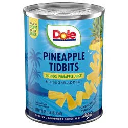Dole Pineapple Tidbits In 100% Pineapple Juice - 20 Oz