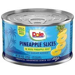Dole Pineapple Slices In 100% Pineapple Juice - 8 Oz