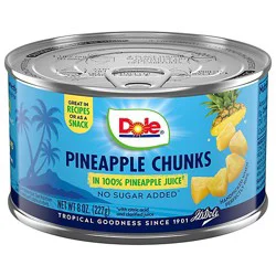 Dole Pineapple Chunks In 100% Pineapple Juice - 8 Oz