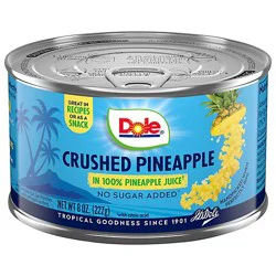 Dole Pineapple Crushed In 100% Pineapple Juice - 8 Oz