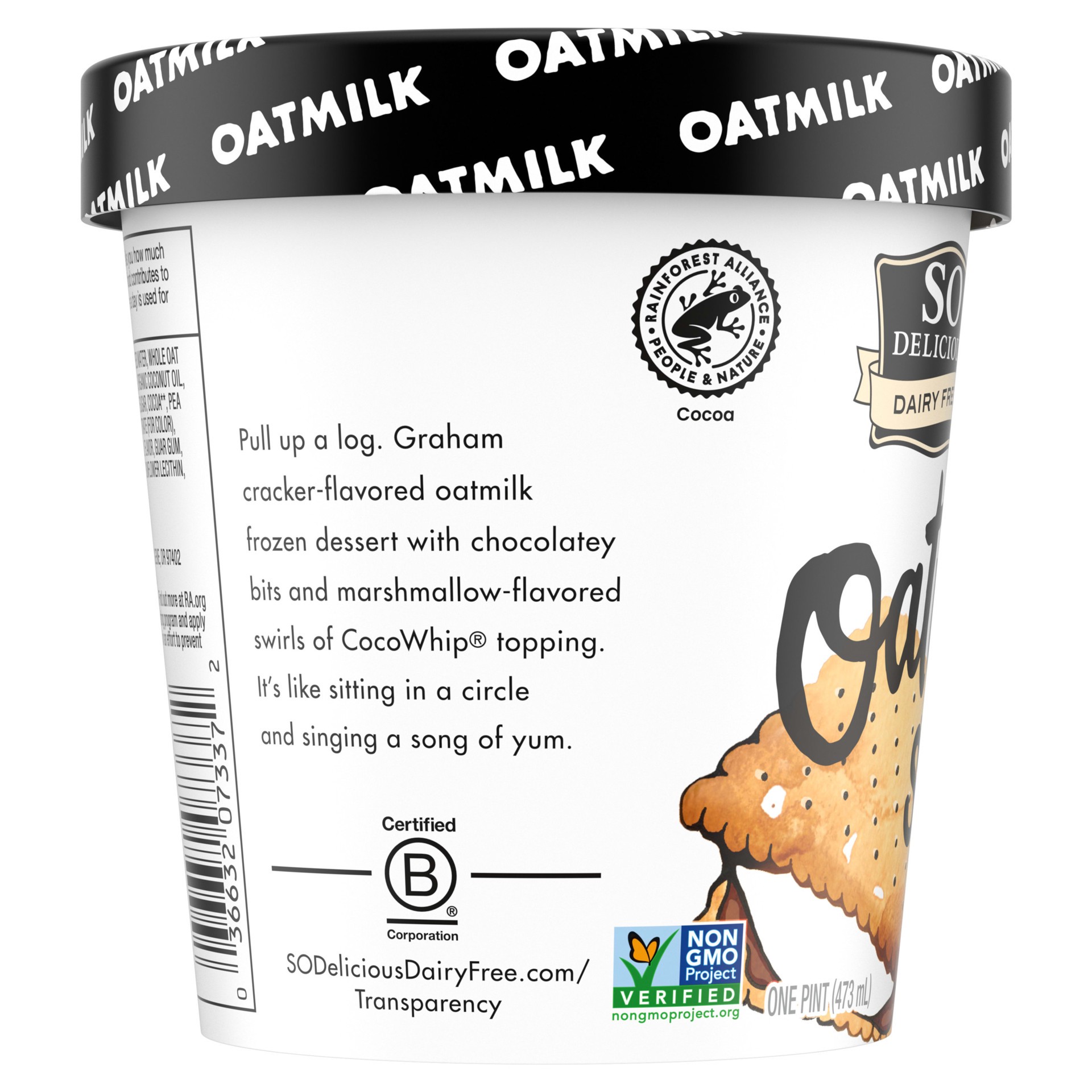 slide 4 of 5, So Delicious Dairy Free Oat Milk Frozen Dessert, S''Mores, Vegan, Non-GMO Project Verified, 1 Pint, 16 pint