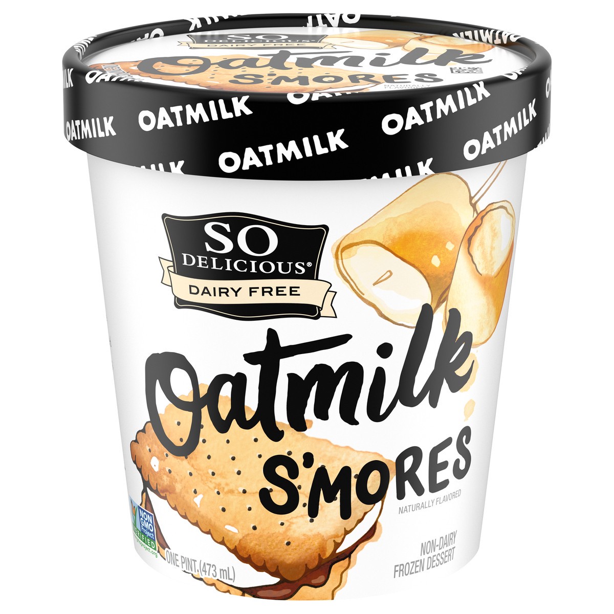 slide 1 of 5, So Delicious Dairy Free Oat Milk Frozen Dessert, S''Mores, Vegan, Non-GMO Project Verified, 1 Pint, 16 pint