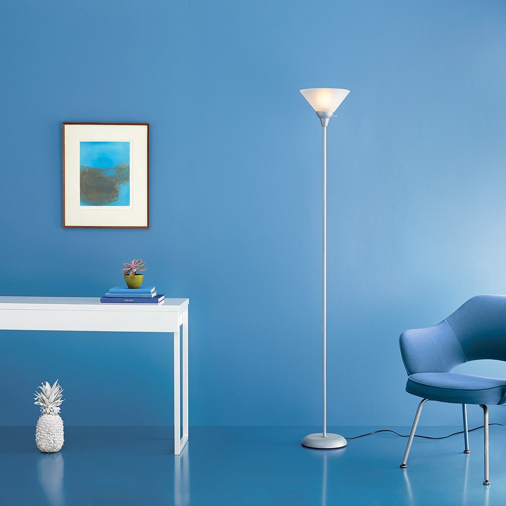 slide 2 of 3, Torchiere Floor Lamp Gray (Includes LED Light Bulb) - Room Essentials, 1 ct