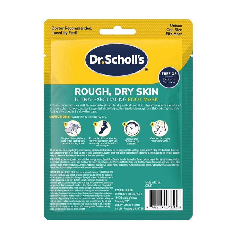 slide 2 of 13, Dr. Scholl's Rough, Dry Skin Ultra-Exfoliating Foot Mask , Gently Peels and Softens Rough, Dry Skin, with Urea, 1 Pair, 1 ct