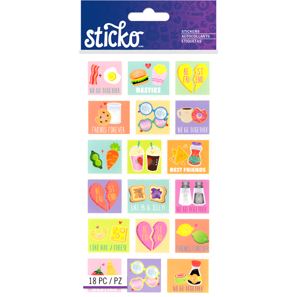 slide 1 of 1, Sticko Stickers Besties Icons, 18 ct