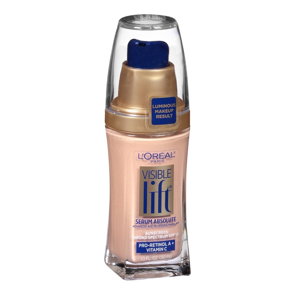 slide 2 of 3, L'Oreal Paris Visible Lift Serum Absolute Age-Reversing Lightweight Foundation Makeup with SPF 17 - 145 Classic Ivory - 1 fl oz, 1 fl oz