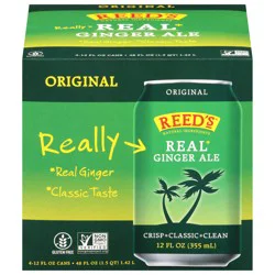 Reed's Real Ginger Ale - 4 Cans / 12 fl oz
