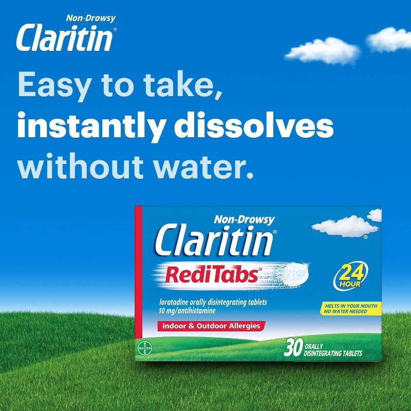 slide 5 of 8, Claritin Allergy Relief 24 Hour Non-Drowsy Loratadine RediTab Dissolving Tablets - 30ct, 30 ct