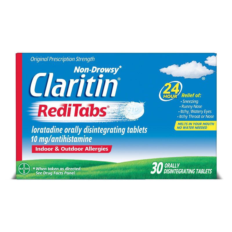 slide 1 of 8, Claritin Allergy Relief 24 Hour Non-Drowsy Loratadine RediTab Dissolving Tablets - 30ct, 30 ct