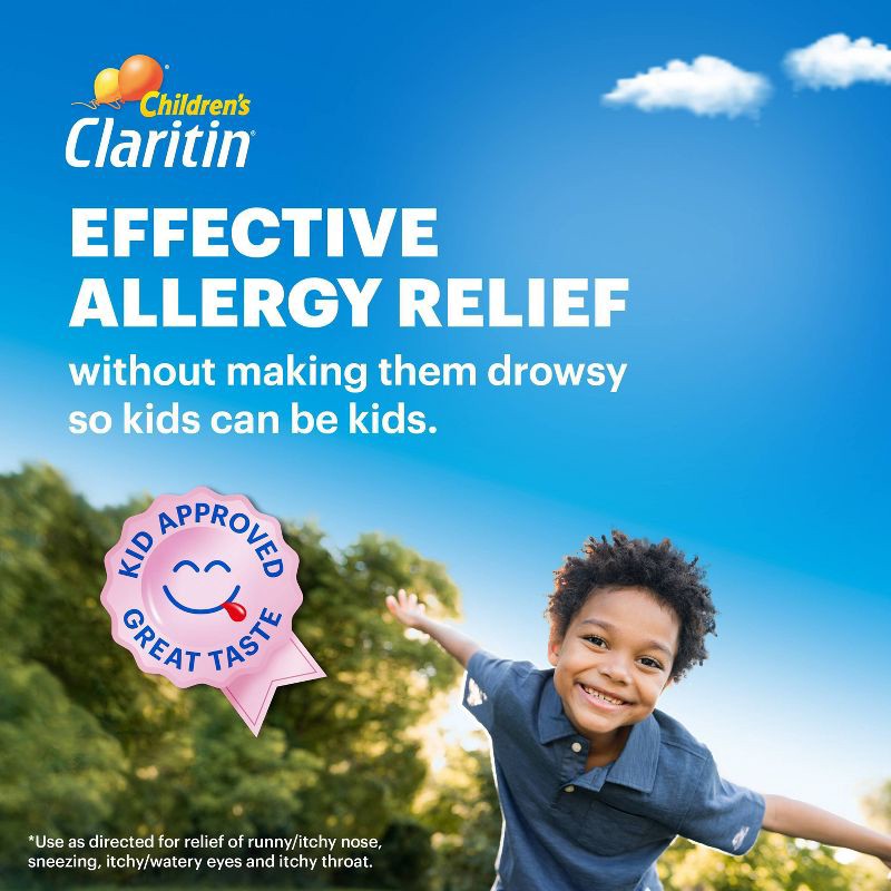 slide 9 of 10, Children's Claritin Loratadine Allergy Relief 24 Hour Non-Drowsy Grape Chewable Tablets - 10ct, 10 ct