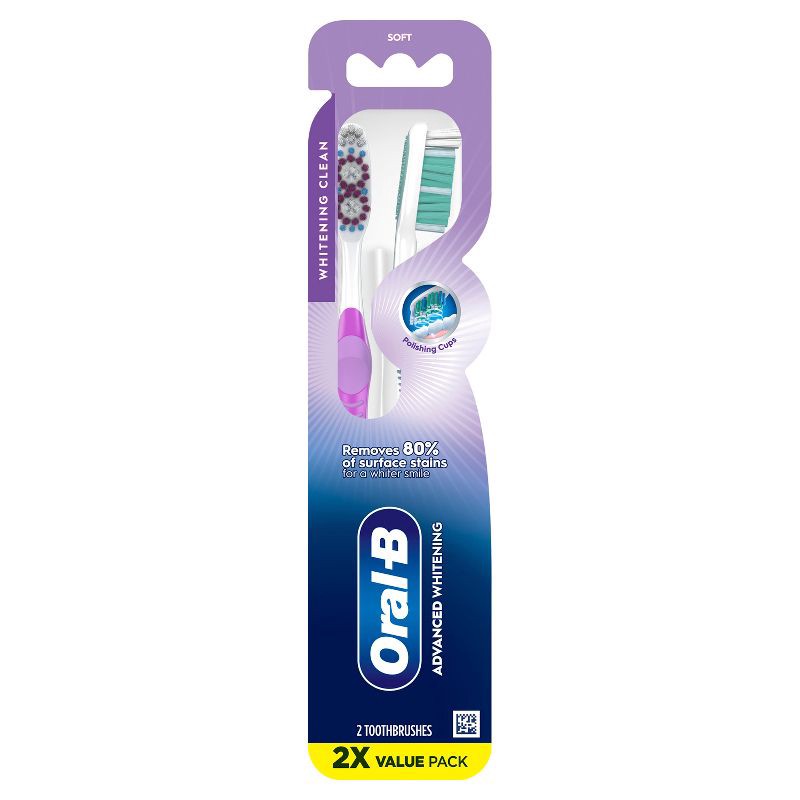 slide 2 of 10, Oral-B 3D White Vivid Manual Toothbrushes, Soft Bristles - 2ct, 2 ct