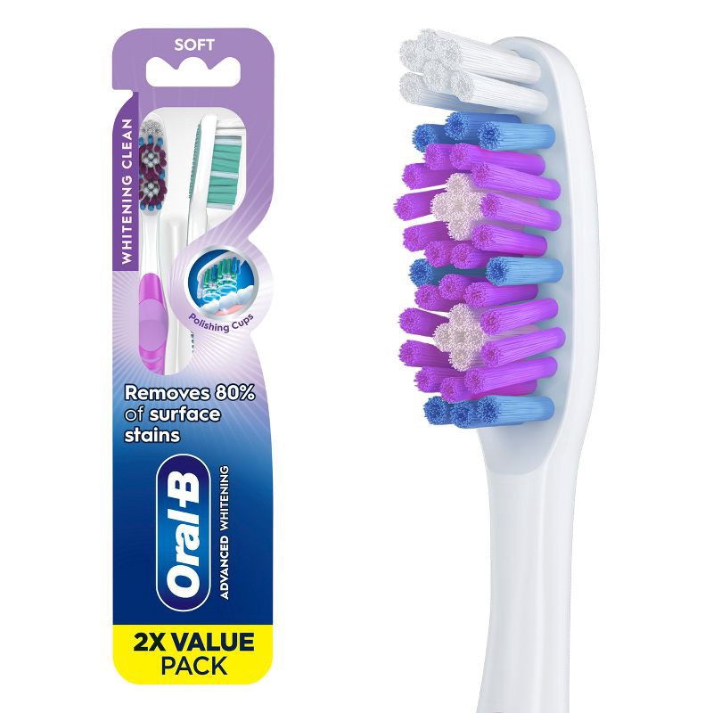 slide 1 of 10, Oral-B 3D White Vivid Manual Toothbrushes, Soft Bristles - 2ct, 2 ct