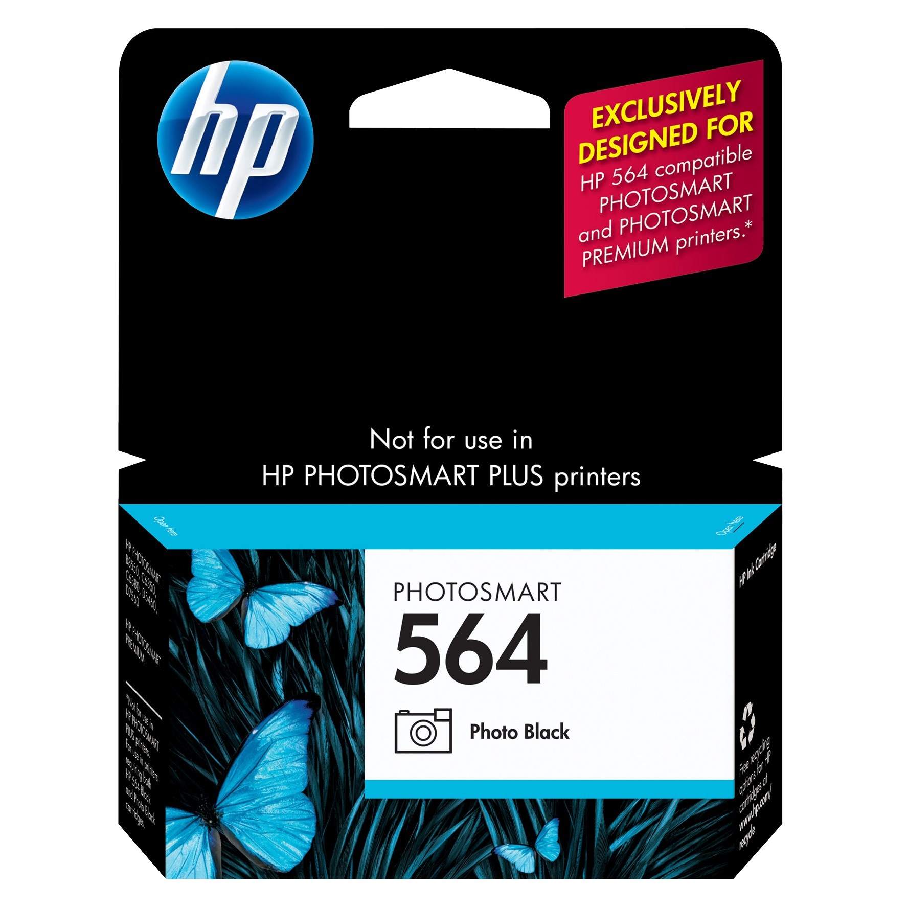 slide 1 of 2, HP Inc. HP 564 Photosmart Single Ink Cartridge - Black (CB317WN#140), 1 ct