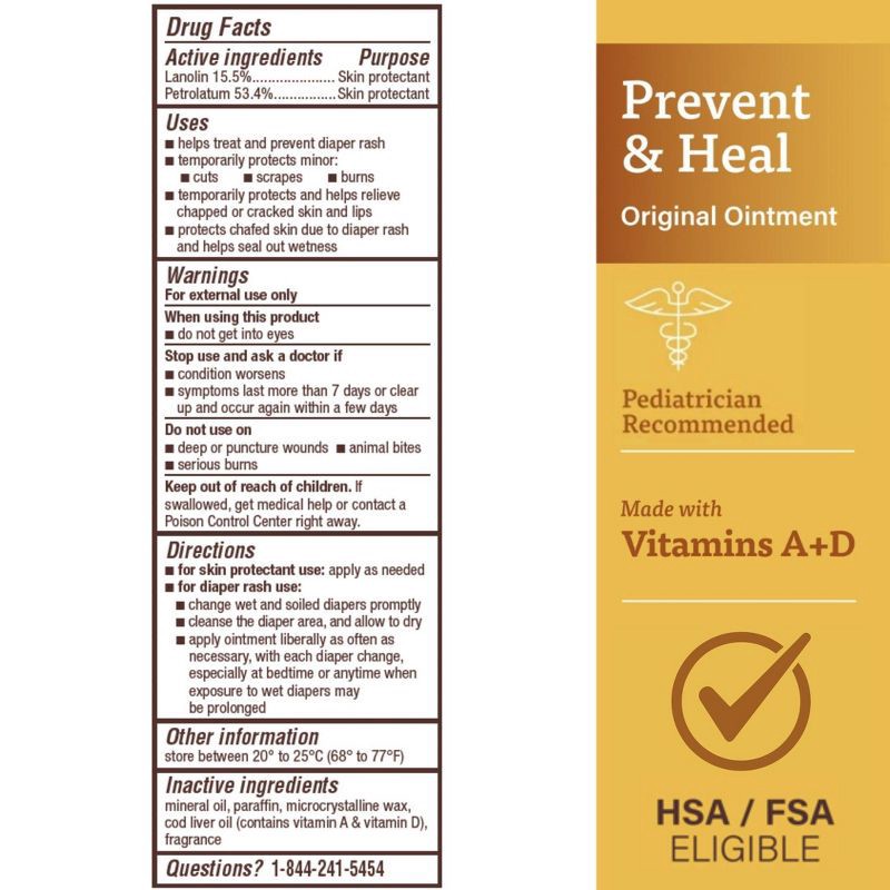 slide 2 of 6, A+D A + D Baby Diaper Rash Ointment, Baby Protectant with Vitamins A and D - 4oz, 4 oz
