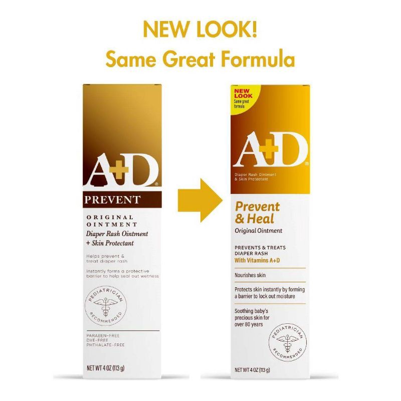 slide 3 of 6, A+D A + D Baby Diaper Rash Ointment, Baby Protectant with Vitamins A and D - 4oz, 4 oz