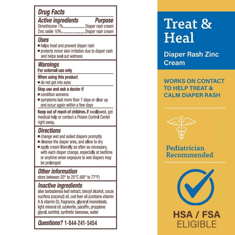 slide 4 of 7, A+D Zinc Oxide Diaper Rash Cream - 4oz, 4 oz