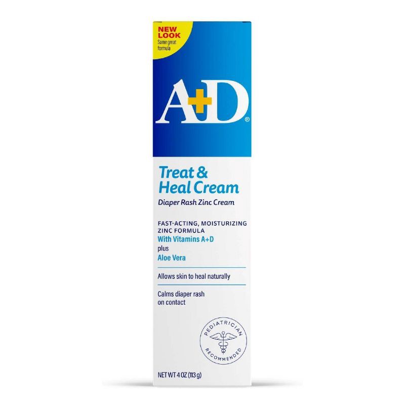 slide 1 of 7, A+D Zinc Oxide Diaper Rash Cream - 4oz, 4 oz
