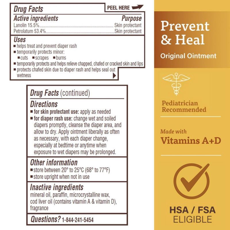 slide 3 of 6, A+D Baby Diaper Rash Ointment, Baby Protectant with Vitamins A and D - 454g, 454 gram