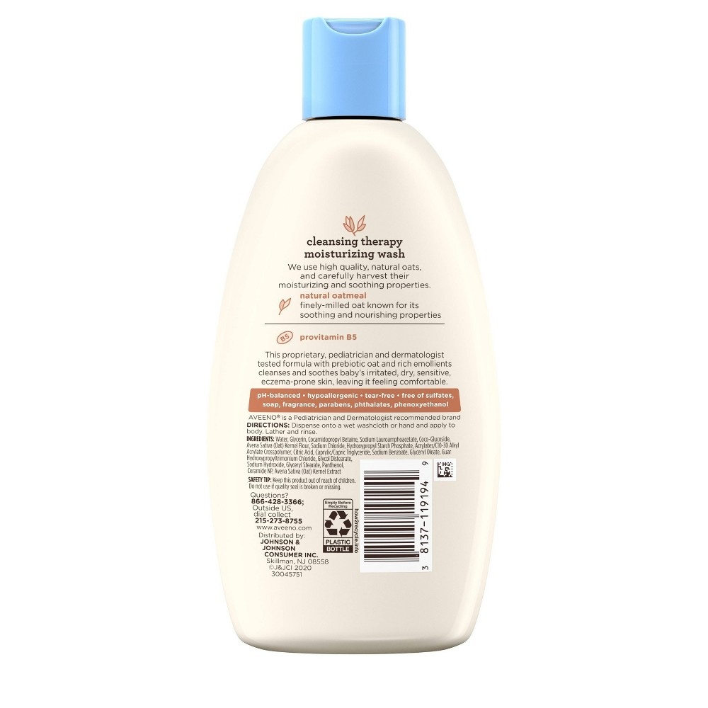 slide 3 of 8, Aveeno Baby Cleansing Therapy Moisturizing Wash, 8 fl oz