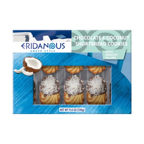 slide 1 of 1, Eridanous chocolate shortbread cookies, with coconut, 11.6 oz