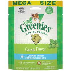 FELINE GREENIES Adult Natural Dental Care Cat Treats, Catnip Flavor, 4.6 oz. Pouch