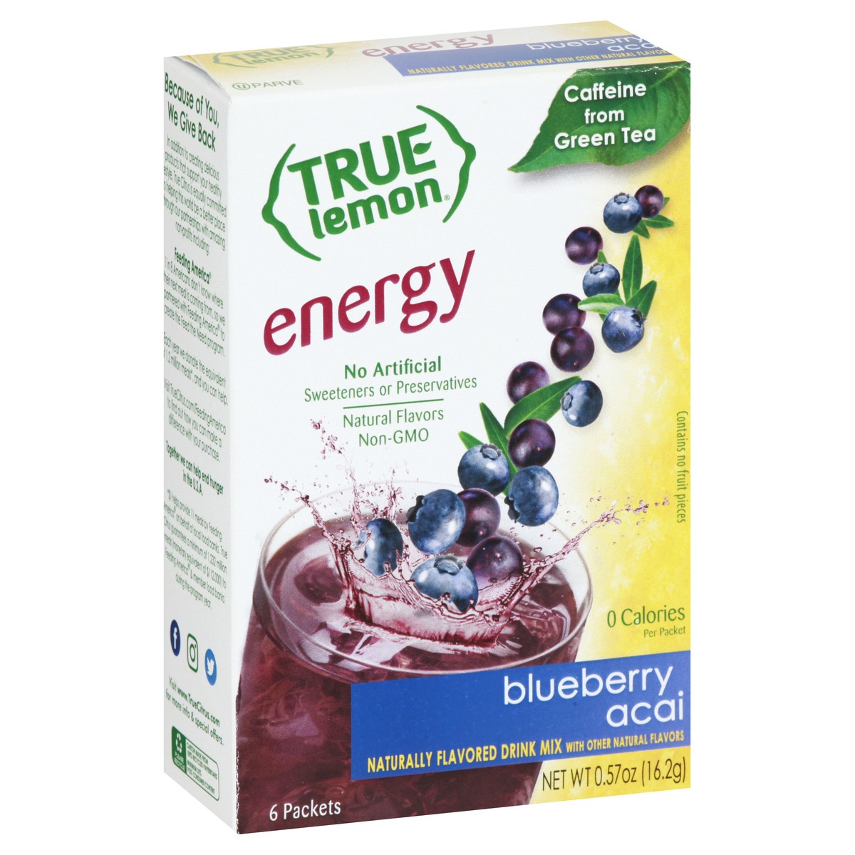 slide 8 of 13, True Lemon Energy With Caffeine Blueberry Acai Flavored Drink Mix - 6 ct, 6 ct