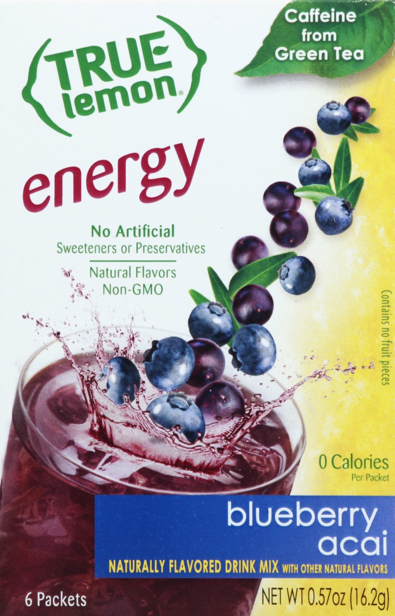 slide 4 of 13, True Lemon Energy With Caffeine Blueberry Acai Flavored Drink Mix - 6 ct, 6 ct