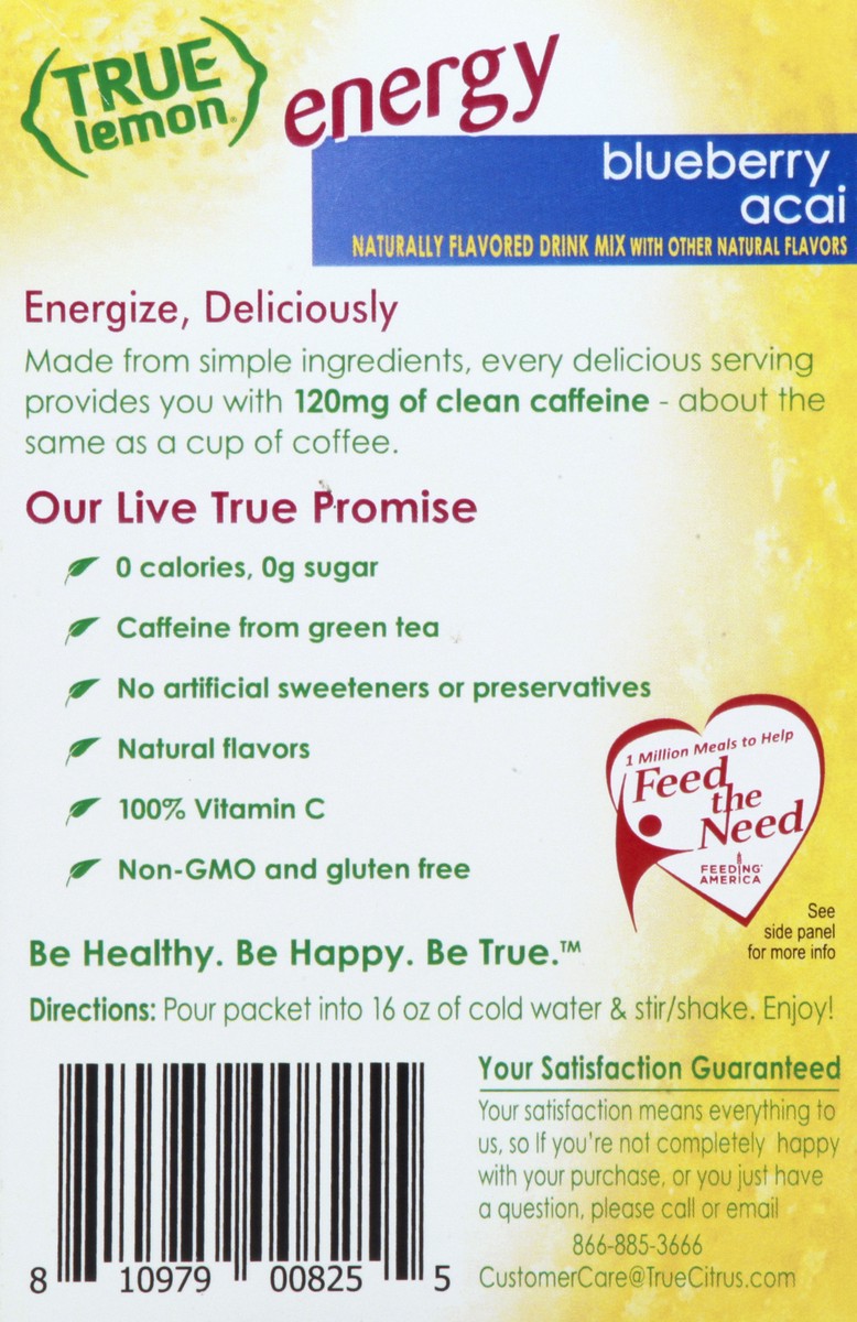 slide 12 of 13, True Lemon Energy With Caffeine Blueberry Acai Flavored Drink Mix - 6 ct, 6 ct