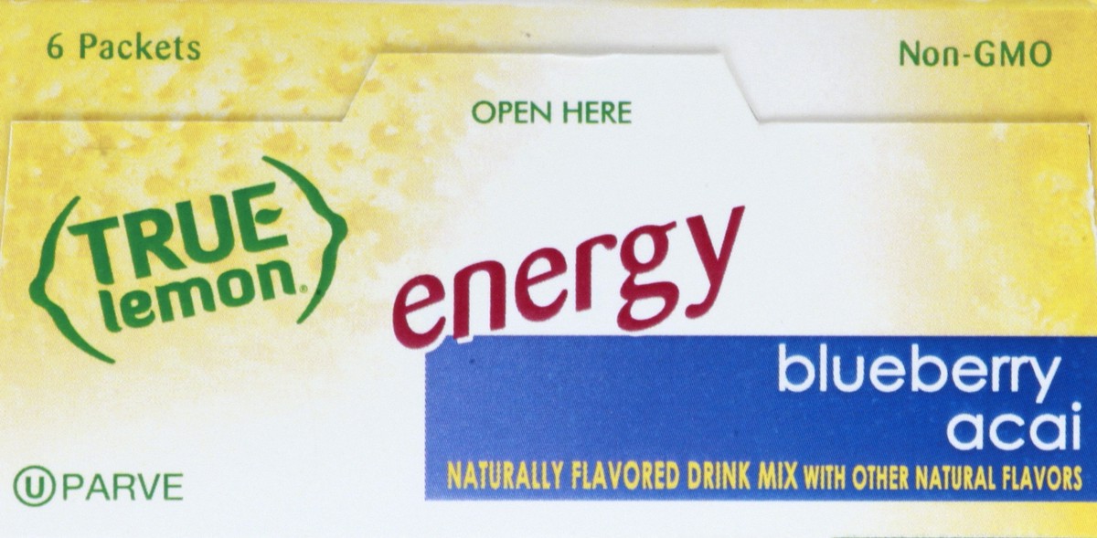 slide 11 of 13, True Lemon Energy With Caffeine Blueberry Acai Flavored Drink Mix - 6 ct, 6 ct