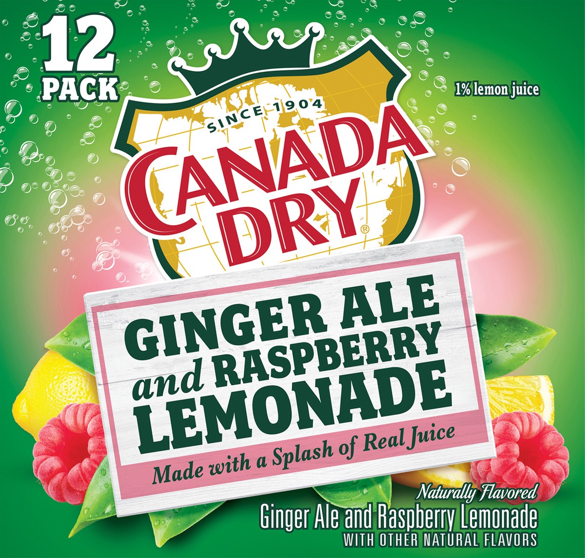 slide 6 of 7, Canada Dry Gingerale And Raspberry Lemonade - 12 ct; 12 fl oz, 12 ct; 12 fl oz