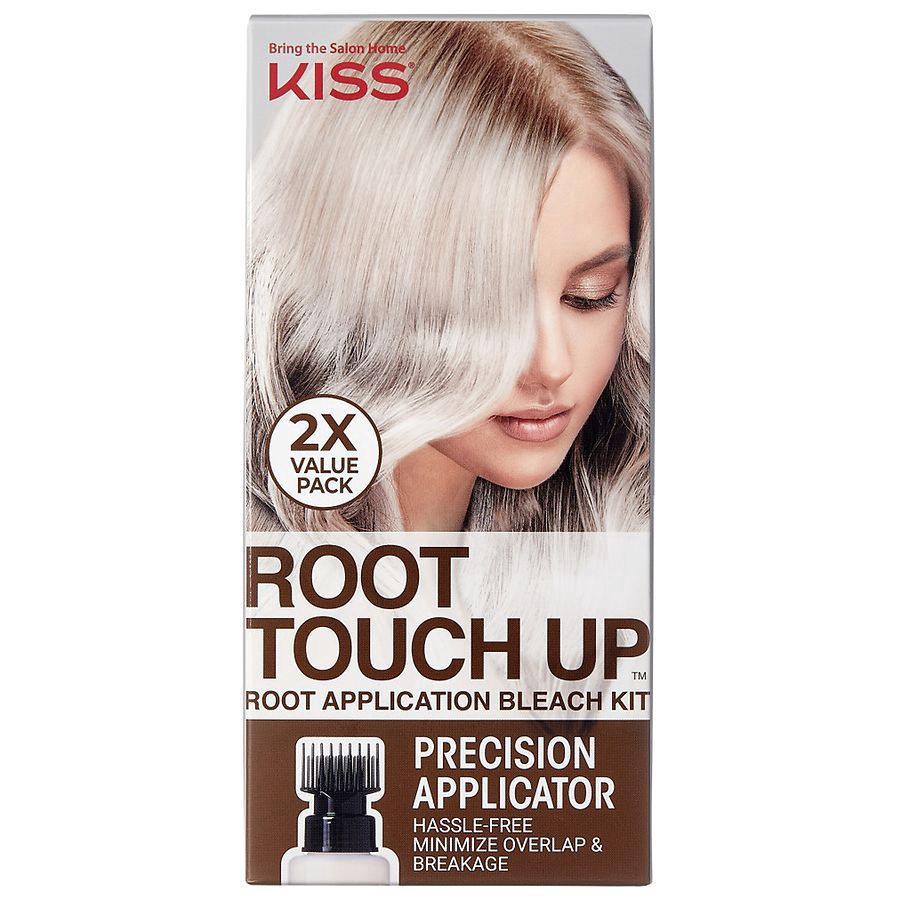 slide 1 of 4, KISS COLORS & CARE KISS Root Touch Up Complete Bleach Application Kit with Precision Applicator, Bleaching Powder, Developing Crèmes, Brush, Plastic Gloves, & Instruction Sheet, 7 pc