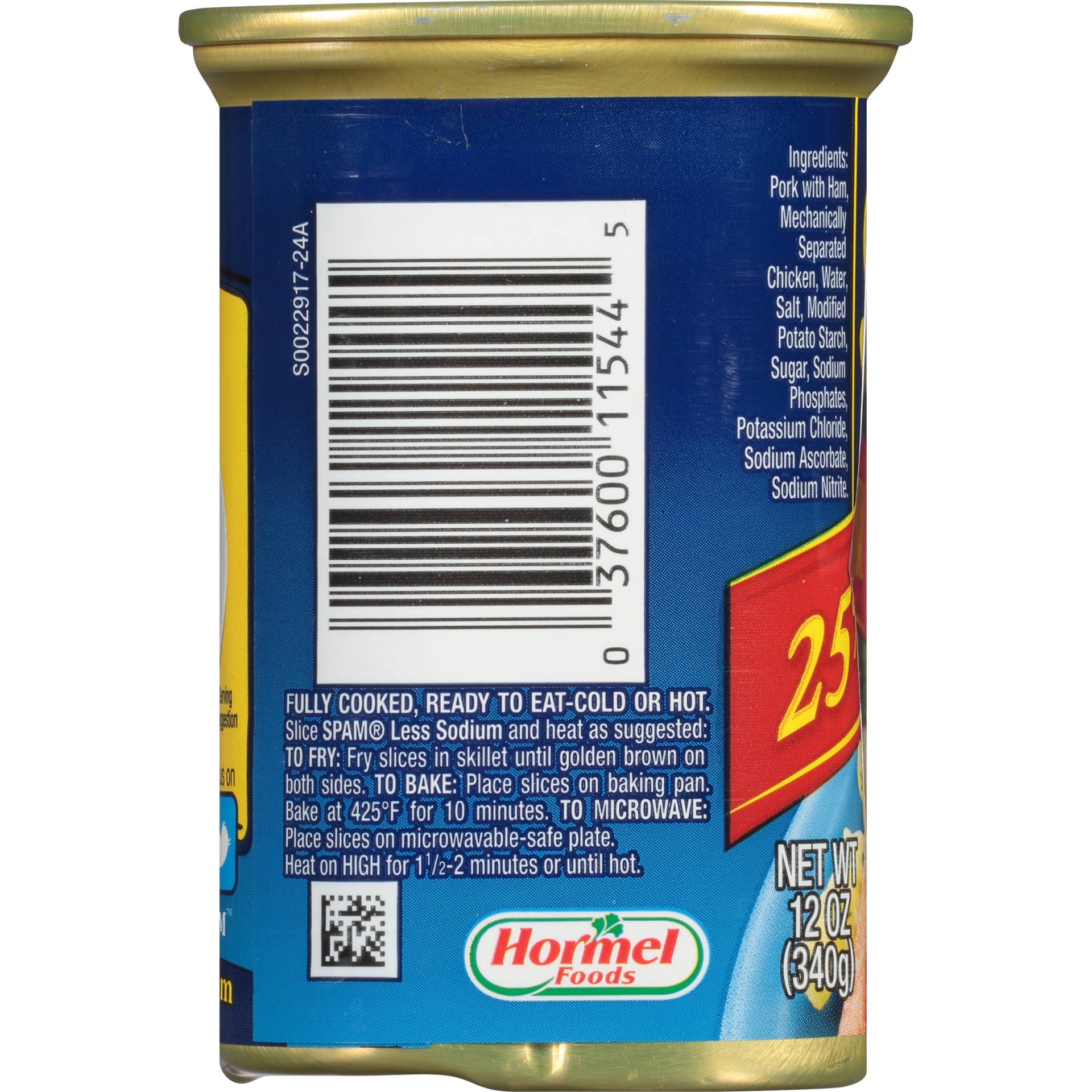 slide 4 of 8, SPAM Less Sodium Lunch Meat - 12oz, 