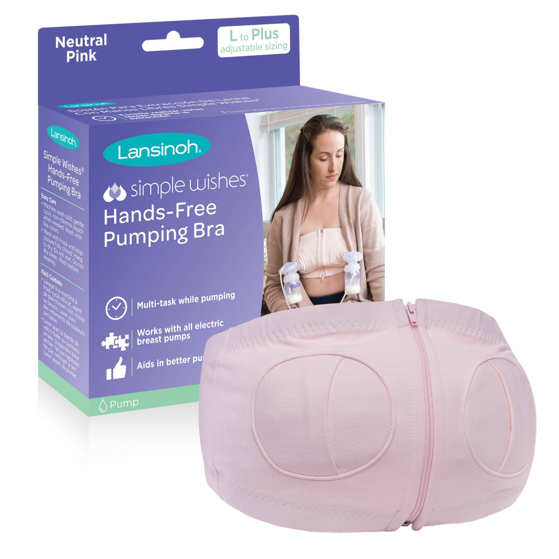 slide 1 of 10, Lansinoh Simple Wishes Hands Free Adhesive Strapless Backless Breast Pump Bustier with Adjustable Sizing XS-L, 1 ct