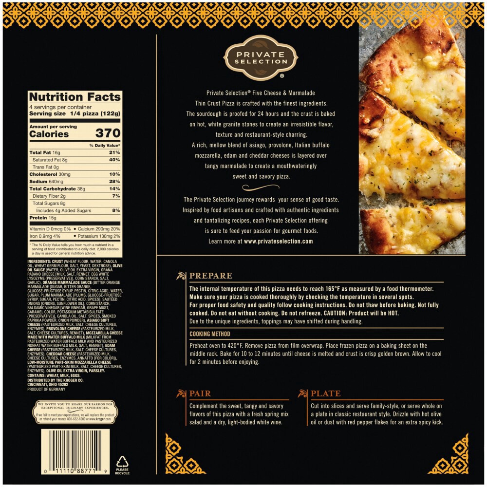 slide 5 of 6, Private Selection Five Cheese & Marmalade Thin Crust Pizza, 17.3 oz
