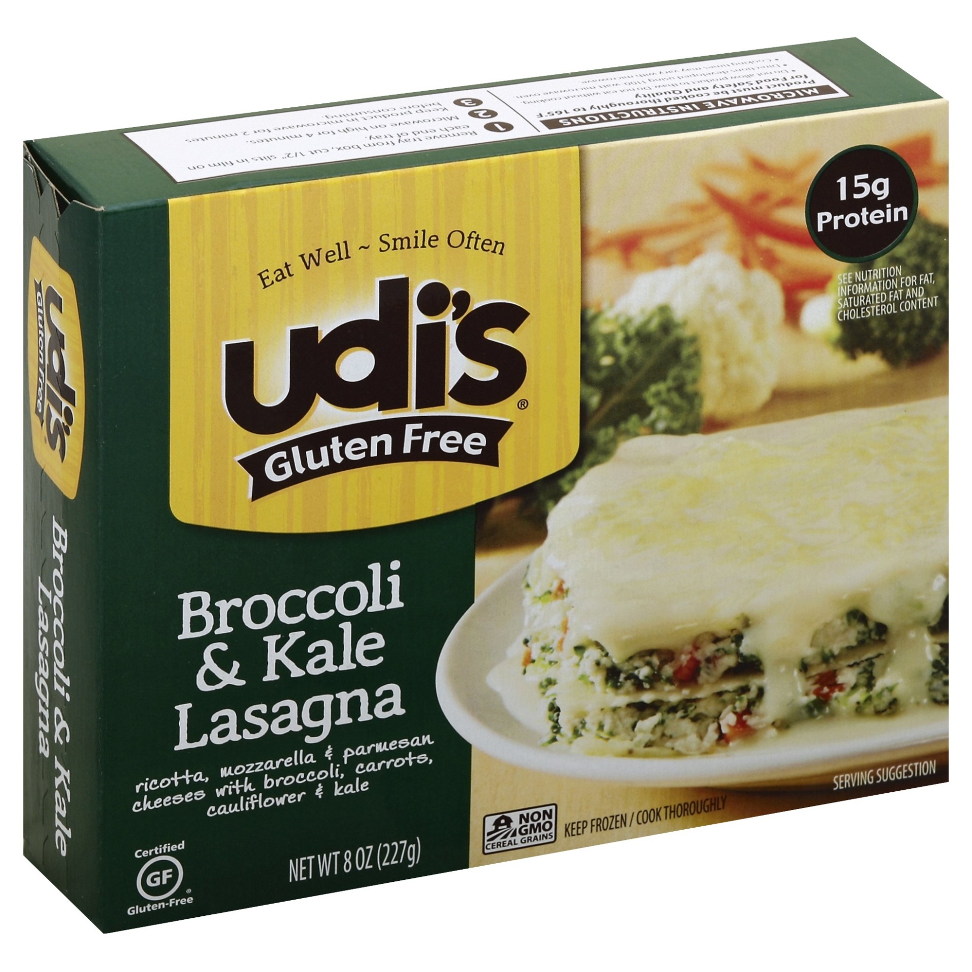 slide 1 of 1, Udi's Gluten Free Broccoli & Kale Lasagna, 8 oz