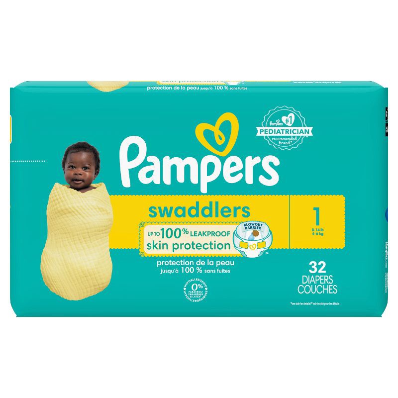 slide 2 of 16, Pampers Swaddlers Active Baby Diapers Jumbo Pack - Size 1 -32ct, 32 ct