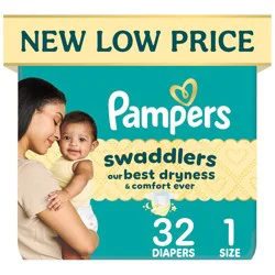 Pampers Swaddlers Sensitive Disposable Diapers - Size 1 - 32ct