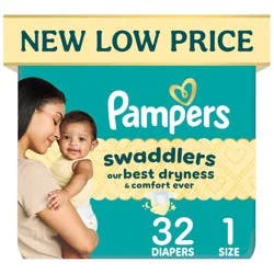 Pampers Swaddlers Sensitive Disposable Diapers - Size 1 - 32ct