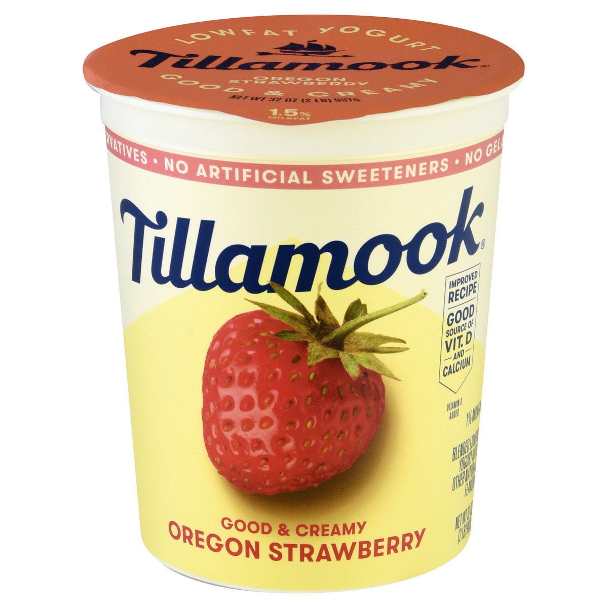 slide 1 of 5, Tillamook Oregon Strawberry Low-Fat Yogurt, 32oz, 907 g