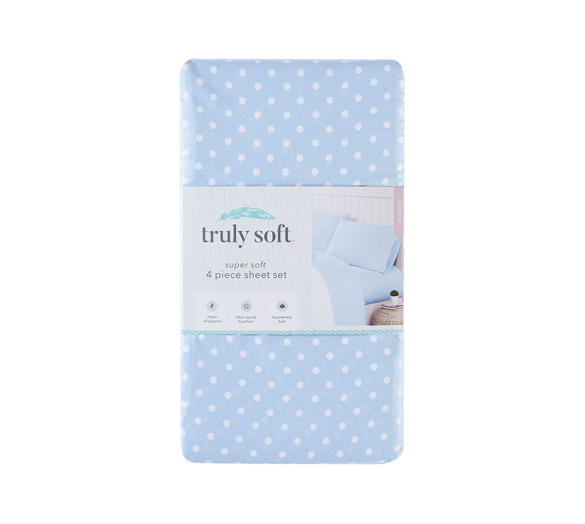 slide 1 of 9, Truly Soft Microfiber Sheet Set, Full, Dot, 1 ct