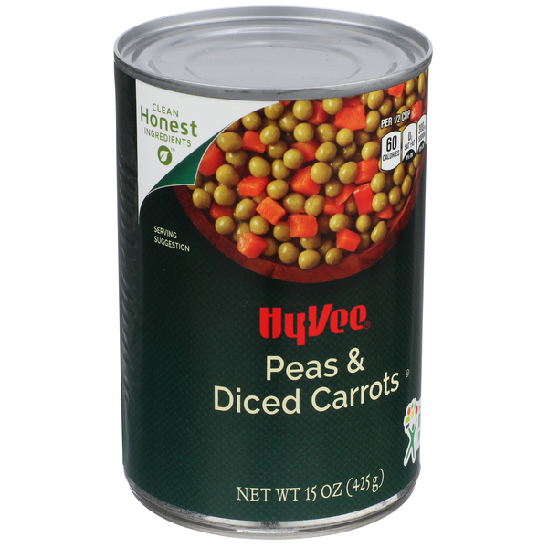 slide 1 of 1, Hy-vee Peas & Diced Carrots, 15 oz