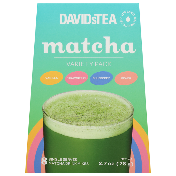 slide 1 of 1, DavidsTea Matcha Drink Mixes Variety Pack 8 ea, 8 ct; 2.7 oz