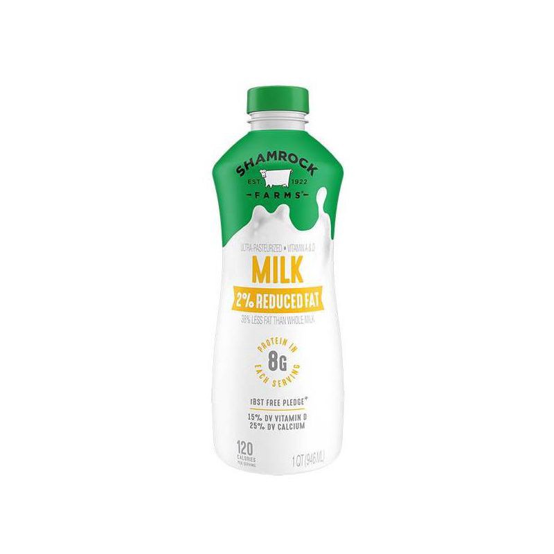 slide 1 of 9, Shamrock Farms 2% Reduced Fat Milk 1 qt, 1 qt