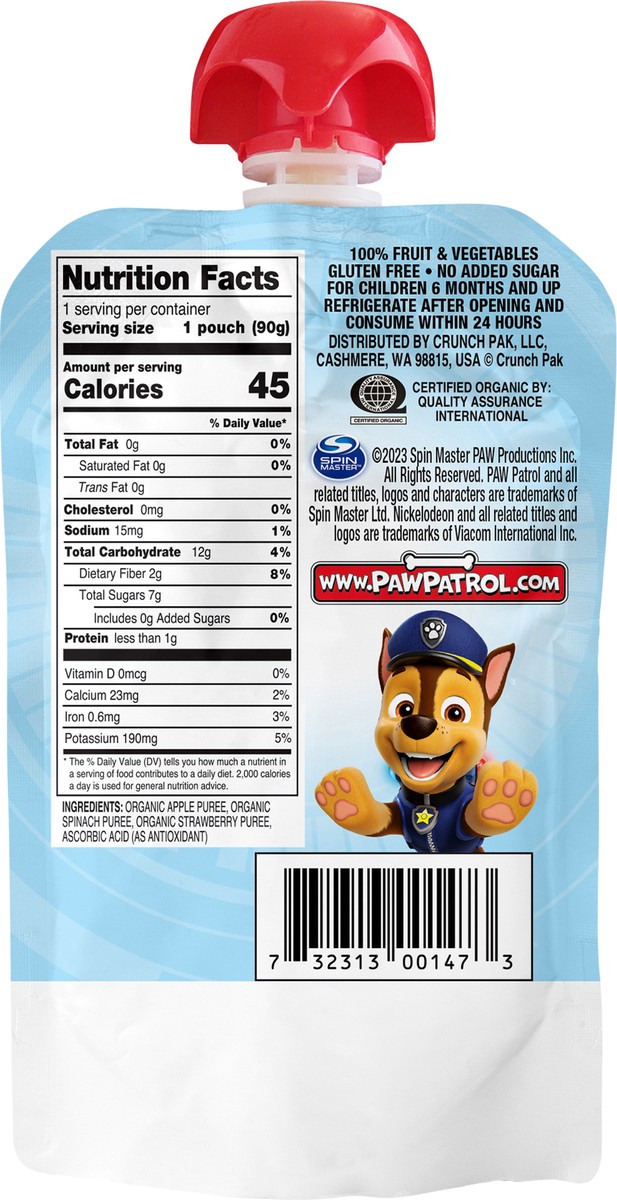 slide 7 of 7, Crunch Pak Blendz Paw Apple Strawberry Spinach Pouch 6/3.2oz., 3.2 oz
