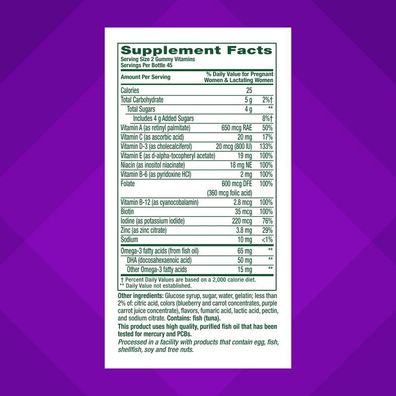 slide 5 of 10, Vitafusion PreNatal Multivitamin Dietary Supplement Gummies - Lemon & Raspberry Lemonade - 90ct, 90 ct