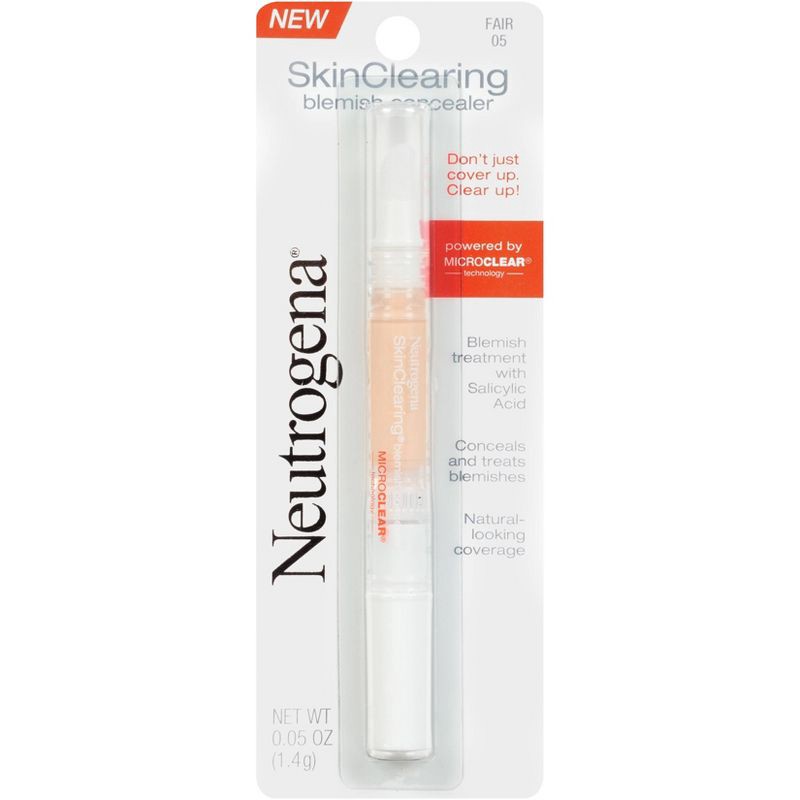 slide 1 of 5, Neutrogena SkinClearing Blemish Concealer Face Makeup with Salicylic Acid to Help Cover, Treat & Prevent Breakouts - 05 Fair -0.05oz, 0.05 oz