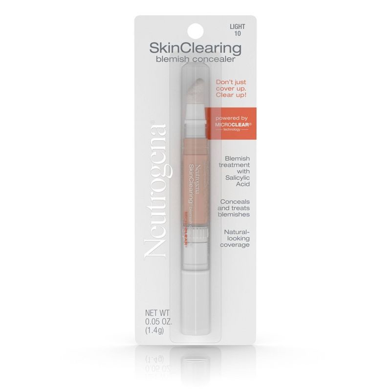 slide 1 of 6, Neutrogena SkinClearing Blemish Concealer Face Makeup with Salicylic Acid to Help Cover, Treat & Prevent Breakouts - 10 Light - 0.05oz, 0.05 oz